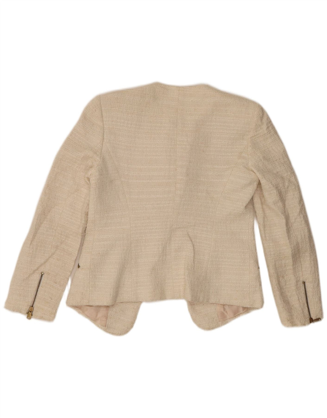 Zara Womens Open Blazer Jacket UK 10 Small Off White Polyacrylique