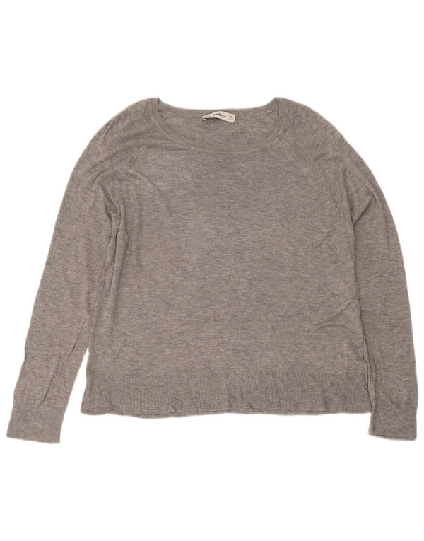 Zara Chemisier Femme Top UK 14 Large Gris Viscose