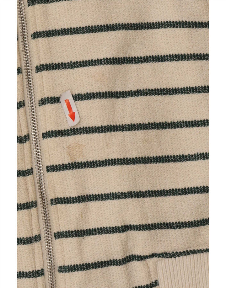 Zara Homme Cardigan Pull Moyen Blanc Rayé Coton