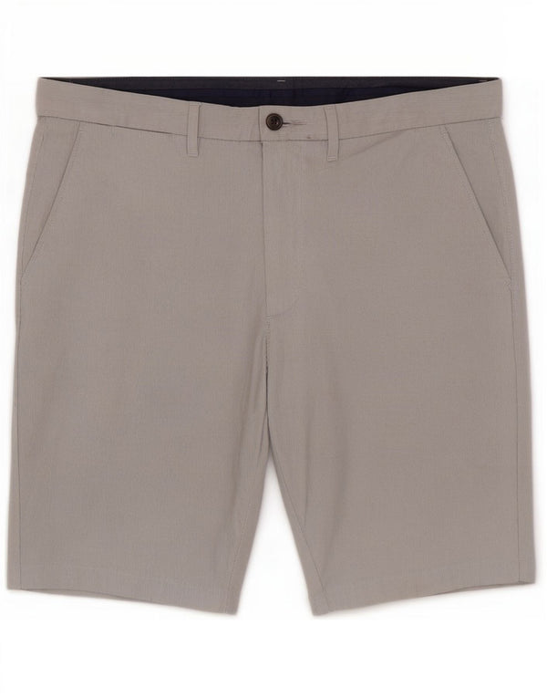 Marks & Spencer Short Chino Homme W32 Coton à Rayures Gris Moyen