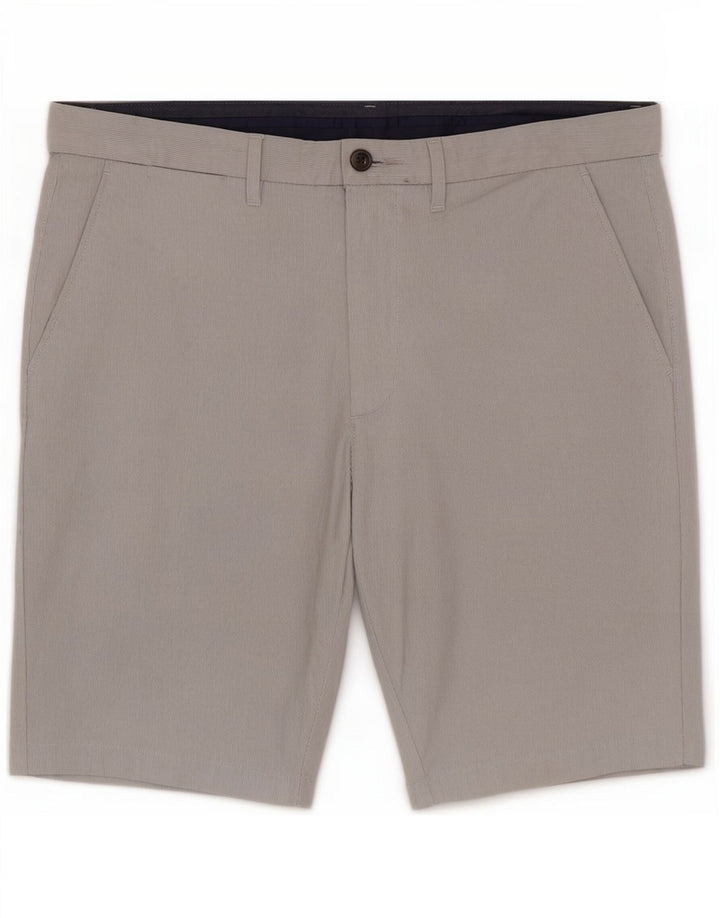 Marks & Spencer Short Chino Homme W32 Coton à Rayures Gris Moyen