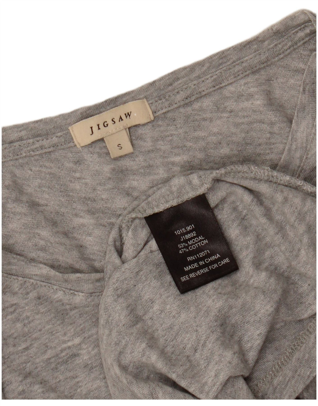 JIGSAW Haut à manches longues pour femme UK 10 Small Gris Modal