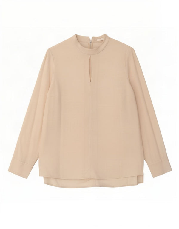 Hugo Boss Femme Haut Chemisier à Manches Longues UK 12 Acétate Blanc Cassé Moyen