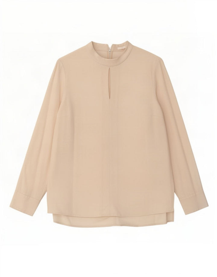Hugo Boss Femme Haut Chemisier à Manches Longues UK 12 Acétate Blanc Cassé Moyen