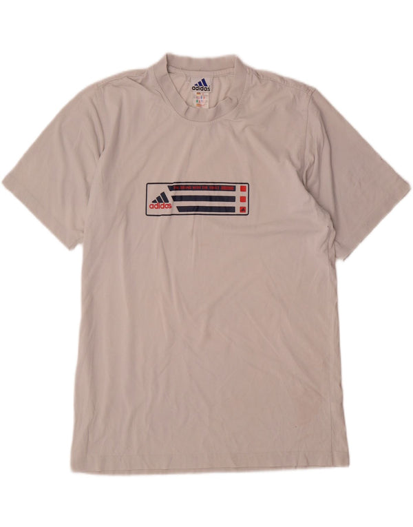 Adidas T-shirt graphique pour homme UK 36/38 Petit coton blanc