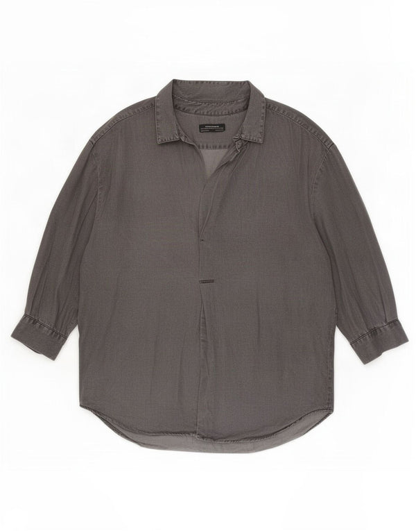 Zara Chemise pull surdimensionnée à manches 3/4 pour femme UK 16 Large Gris Lyocell