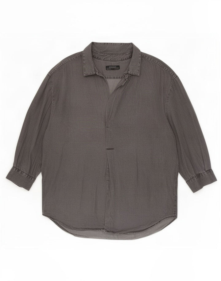 Zara Chemise pull surdimensionnée à manches 3/4 pour femme UK 16 Large Gris Lyocell