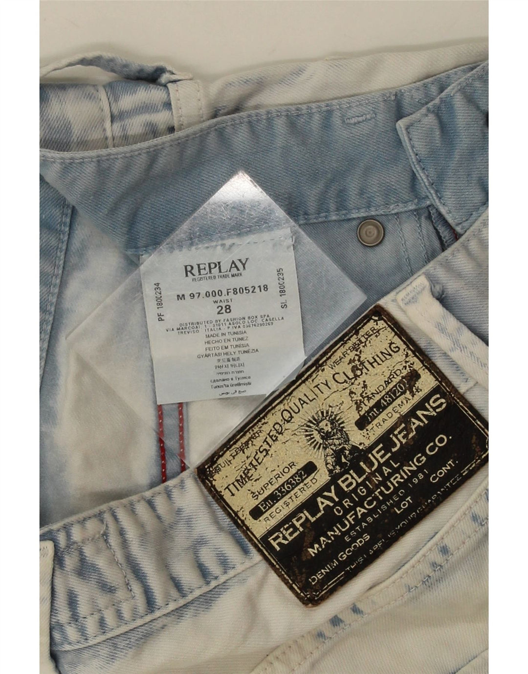 Replay Bermuda En Denim Délavé À L'acide W28 Homme Bleu Moyen Coton