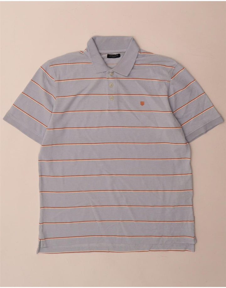 Jack & Jones Polo Homme Bleu Moyen Rayé Coton