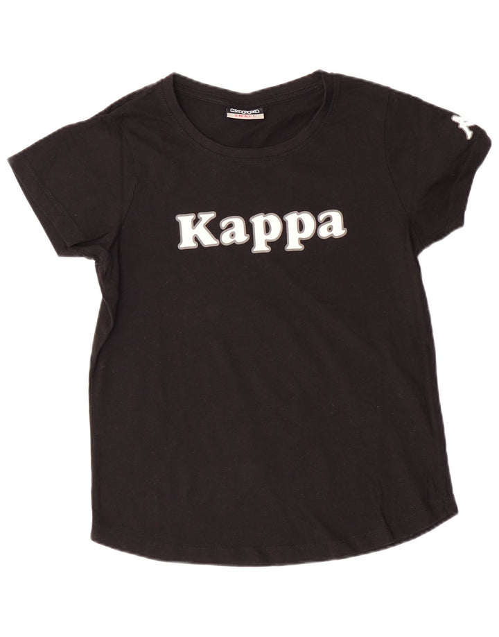 KAPPA T-shirt graphique pour femme UK 10 Small Noir Coton