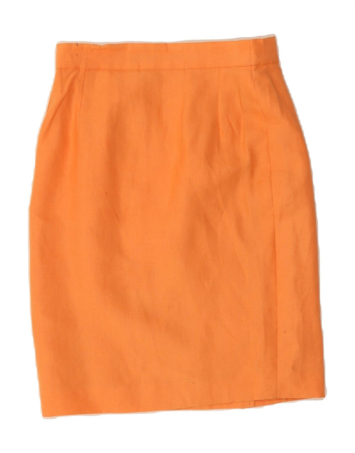 MAX & CO. Womens Pencil Skirt UK 12 Medium W28 Orange Linen Vintage Max & Co. and Second-Hand Max & Co. from Messina Hembry 