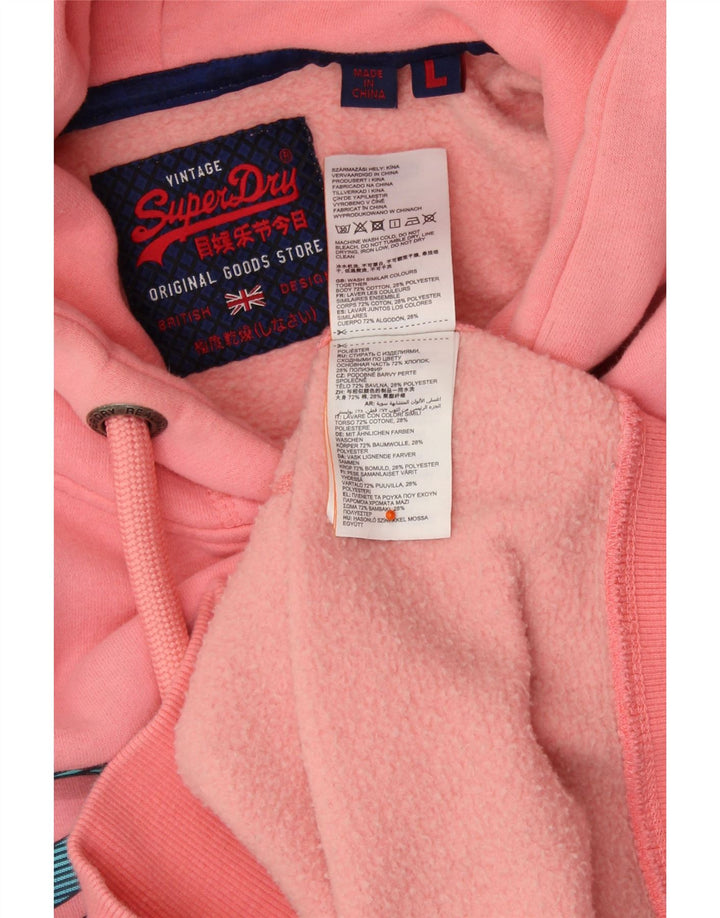 SUPERDRY Pull à capuche graphique pour hommes, grand coton rose