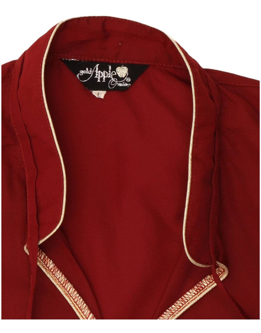 vintage Femme Manches Longues Blouse Top UK 16 Grand Bordeaux Polyester