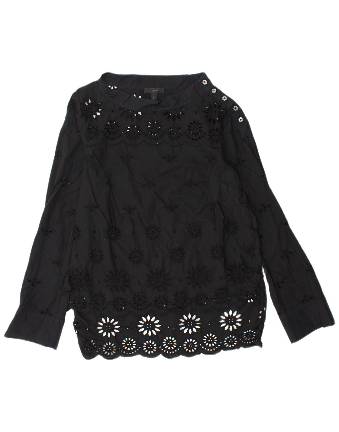 J. CREW Chemisier à manches longues pour femme US 2 XS en coton floral noir