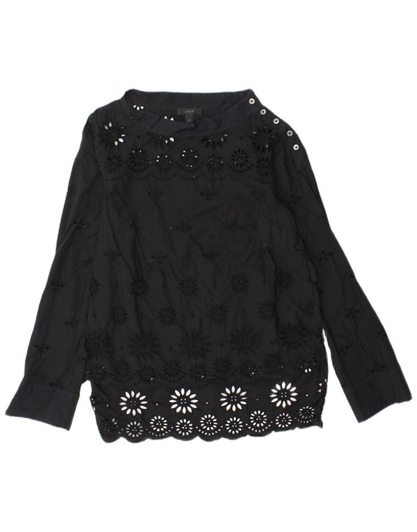 J. CREW Chemisier à manches longues pour femme US 2 XS en coton floral noir