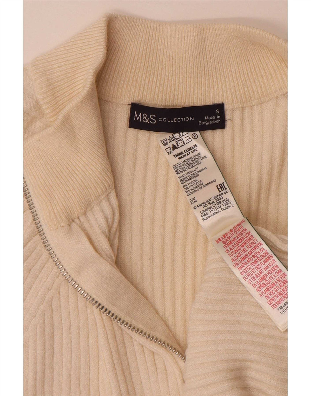 Marks & Spencer Pull surdimensionné à col zippé pour femme UK 10 Petit Beige