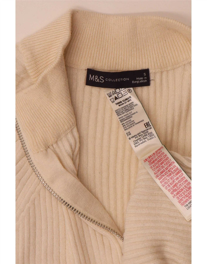 Marks & Spencer Pull surdimensionné à col zippé pour femme UK 10 Petit Beige