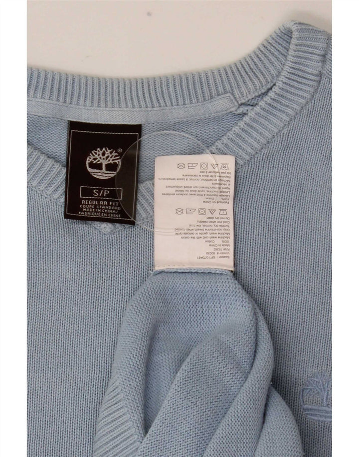 Timberland Pull coupe classique à col en V pour homme, petit coton bleu