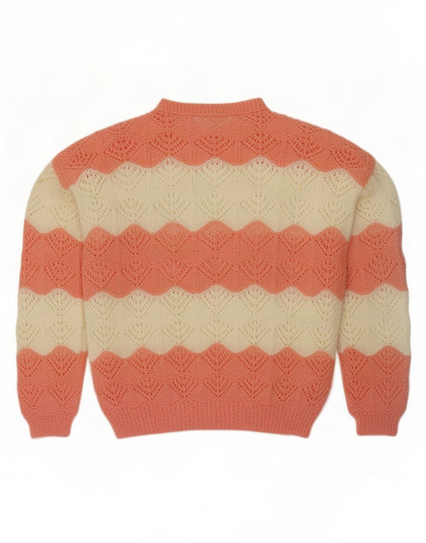vintage Womens Boat Neck Jumper Sweater UK 16 Grand Rose Rayé