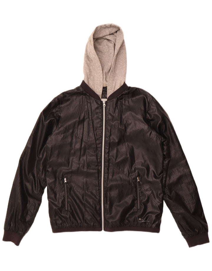 Champion Veste bomber à capuche pour femme UK 18 XL Noir Polyester