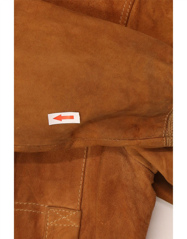 Veste Bomber En Daim Vintage Homme IT 48 Marron Moyen