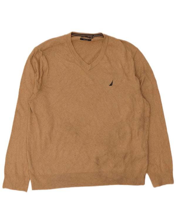 Nautica Pull Col V Homme XL Coton Beige