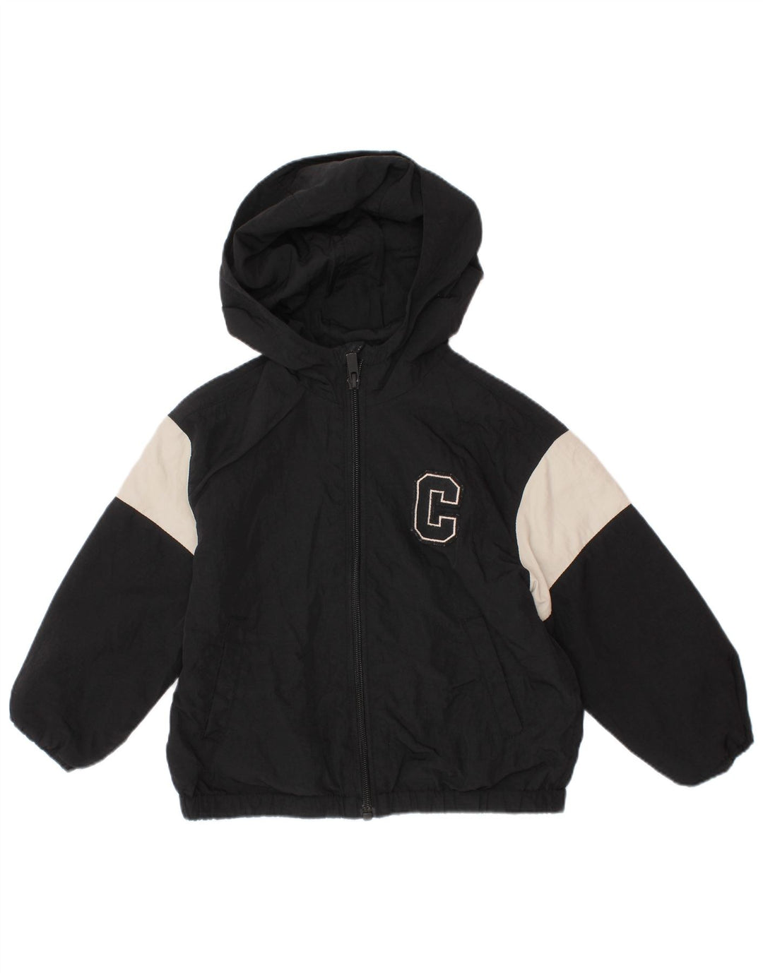 ZARA Veste bomber à capuche pour bébé garçon 18-24 mois en coton color block noir