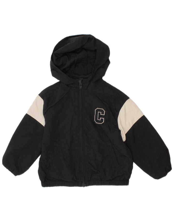 ZARA Veste bomber à capuche pour bébé garçon 18-24 mois en coton color block noir