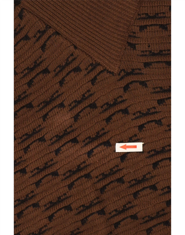 Brian Scott Pull col châle pour homme XL Marron géométrique Acrylique