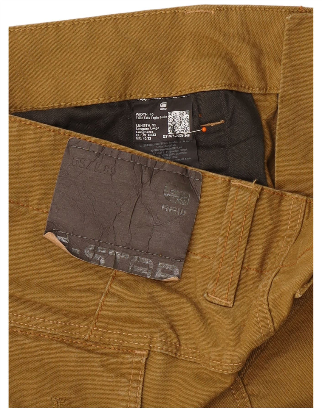 G-STAR Pantalon Cargo Fuselé Homme W40 L28 Jaune Coton