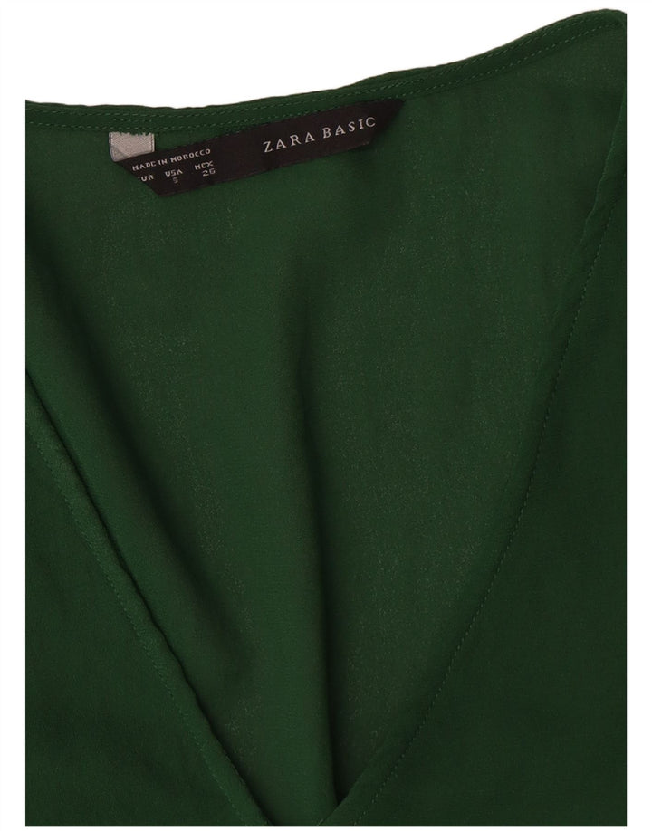 Zara Chemisier à manches longues pour femme UK 10 Petit Vert