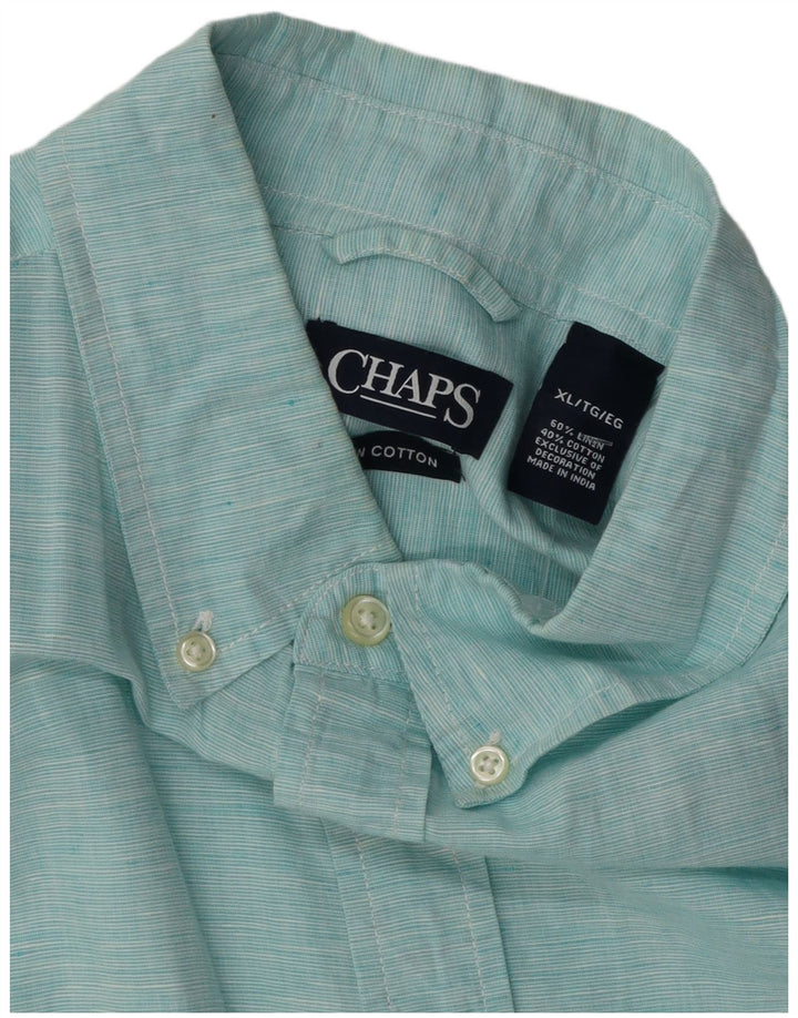 Chaps Chemise à Manches Courtes Homme XL Lin Turquoise