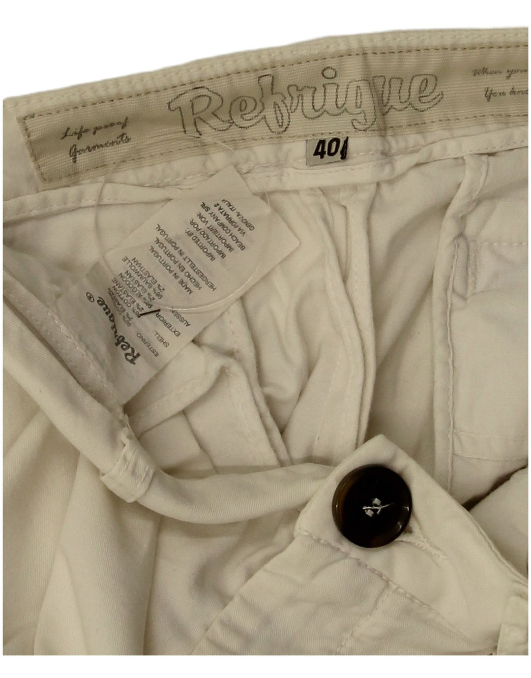 Refrigue Short Chino Femme EU 40 Medium W30 Beige Coton