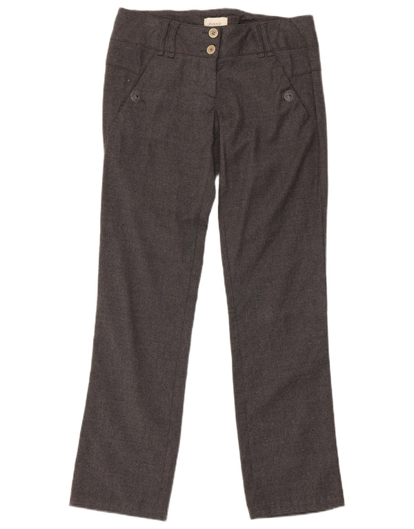 Pinko Pantalon décontracté régulier pour femme UK 8 Small W30 L29 Laine grise
