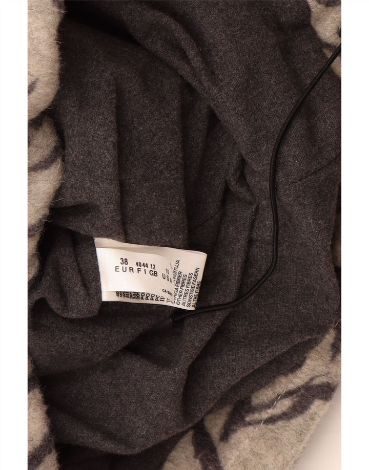 Luhta Manteau rembourré à capuche pour femme UK 42 Laine à imprimé animal gris moyen