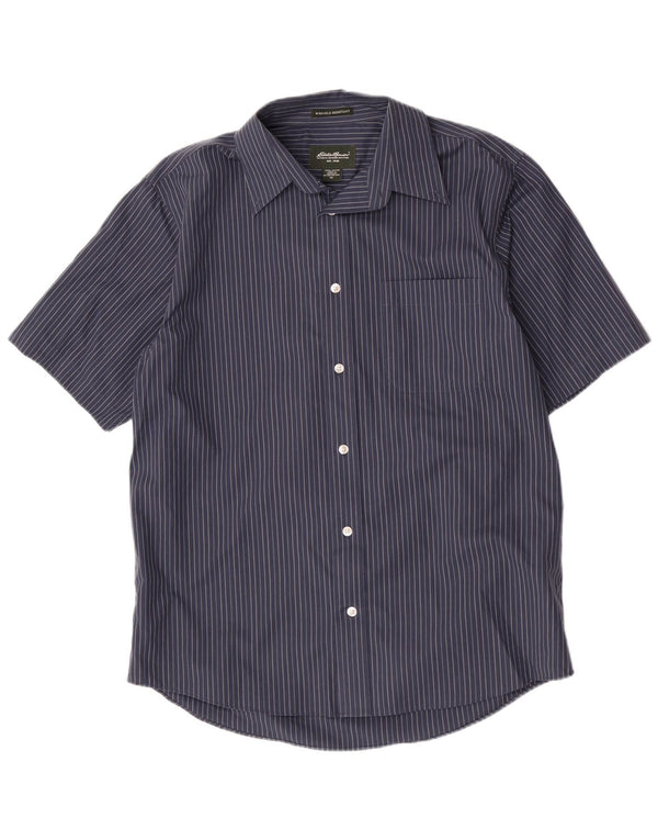 Eddie Bauer Chemise à manches courtes pour homme en coton à fines rayures bleu marine moyen