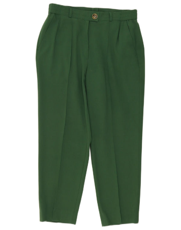 vintage Femmes Taille Haute Pegged Cropped Pantalon UK 14 Grand W32 L25 Vert