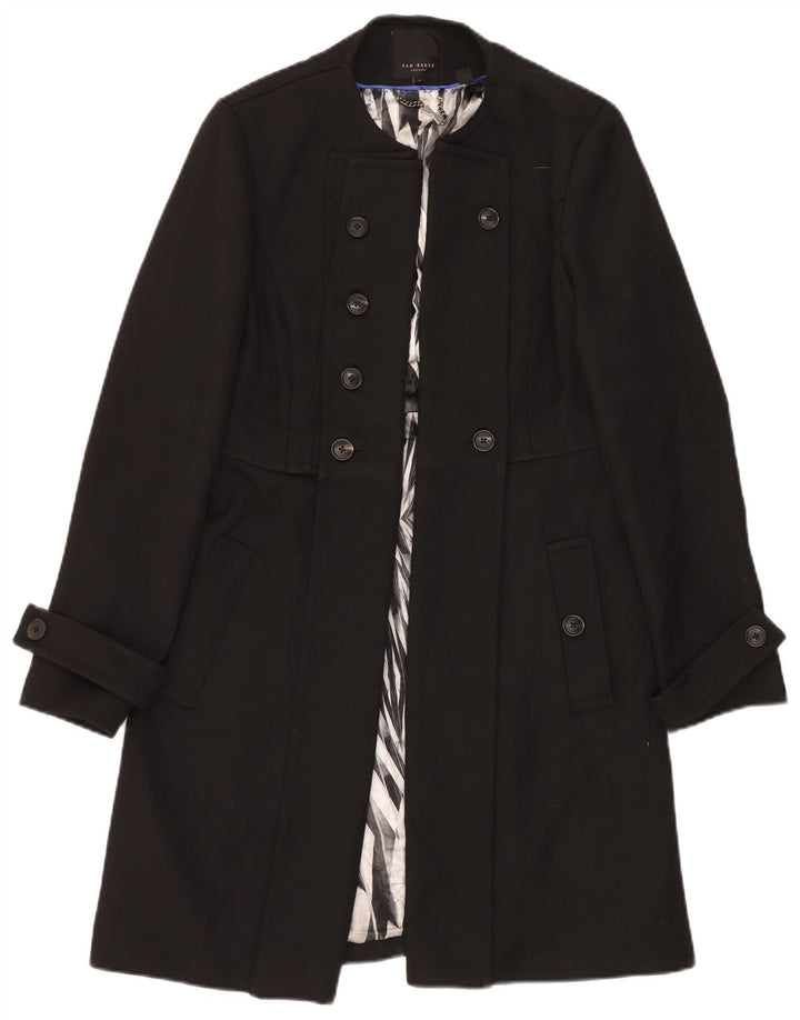 Ted Baker Manteau ouvert pour femme Taille 4 Grand Noir Polyester