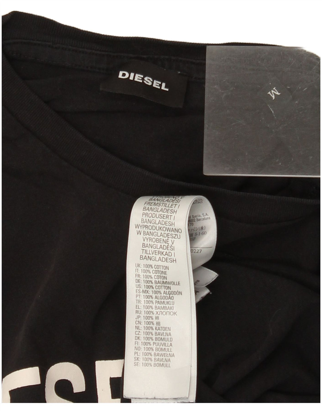 DIESEL T-Shirt Graphique Homme Noir Moyen Coton