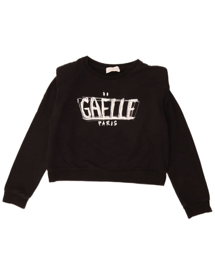 Gaelle Sweat-shirt court graphique pour femme UK 14 Large Noir