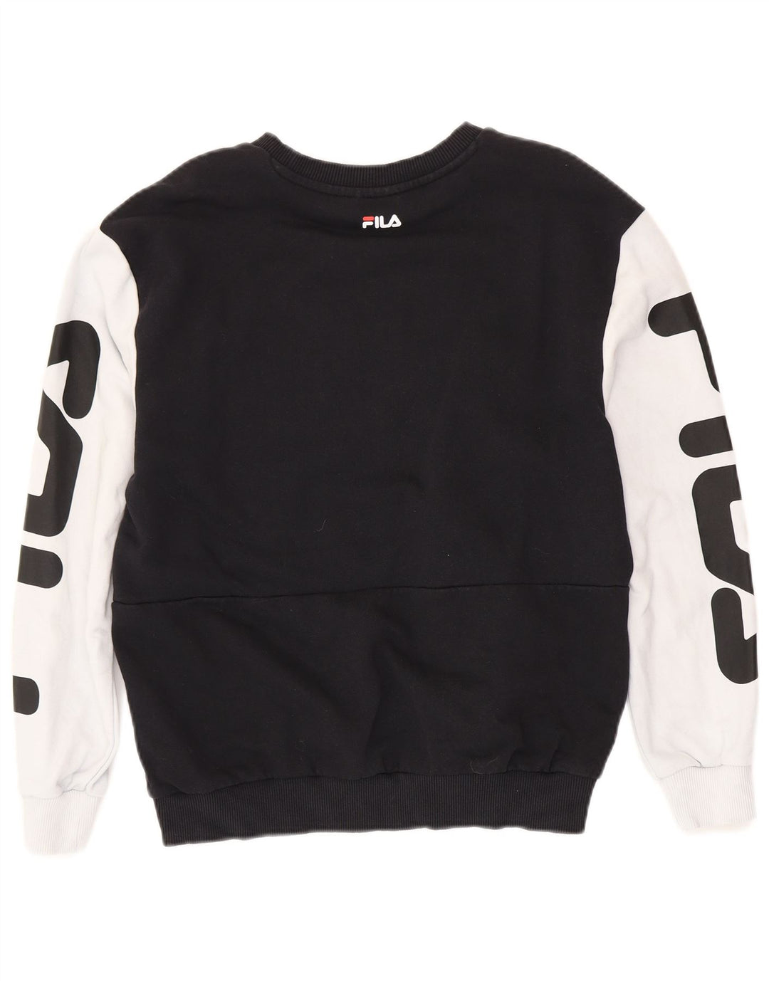 FILA Sweat-shirt graphique pour femme UK 14 Medium Black Colourblock