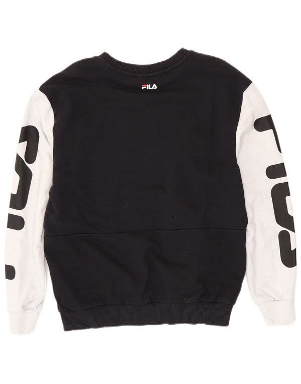 FILA Sweat-shirt graphique pour femme UK 14 Medium Black Colourblock