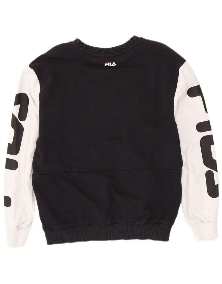 FILA Sweat-shirt graphique pour femme UK 14 Medium Black Colourblock
