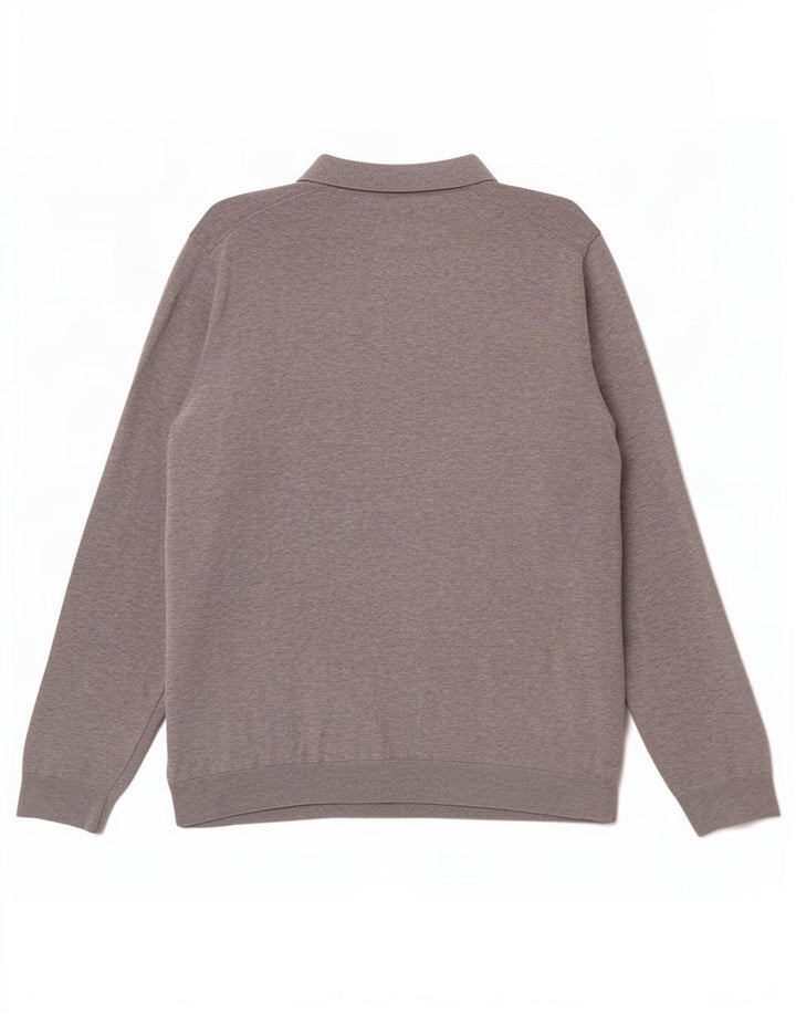 Marks & Spencer Pull à col polo pour homme 2XL Gris Coton