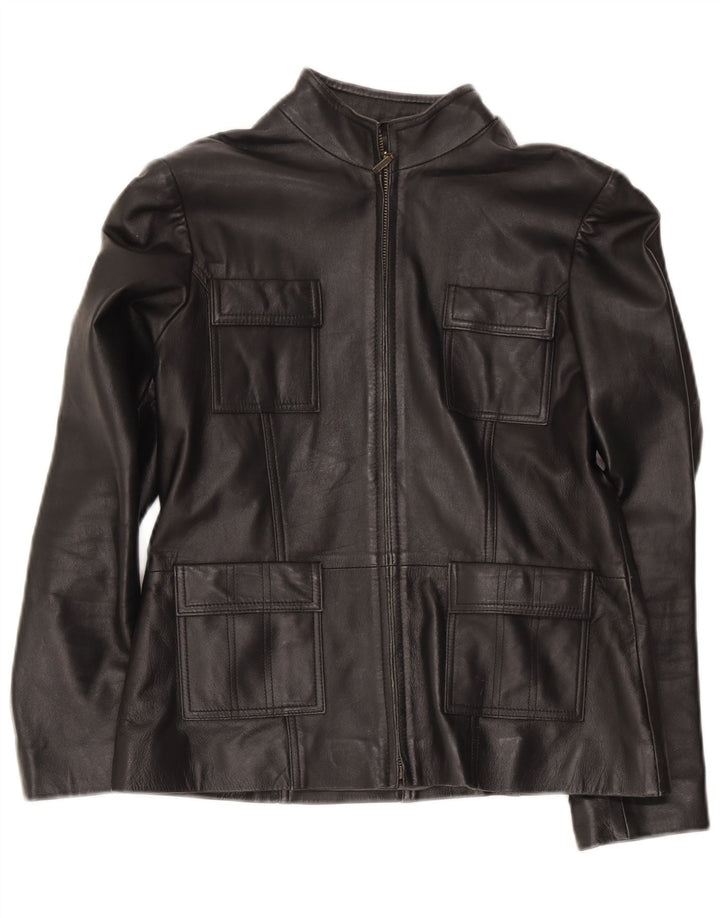 Helium Veste en cuir militaire pour femme UK 14 Medium Noir