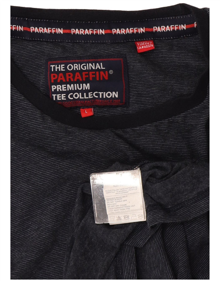 Superdry Homme T-Shirt Top Large Bleu Marine Pinstripe Polyester