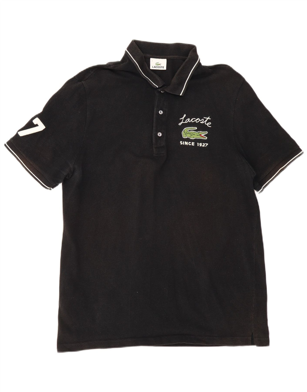LACOSTE Polo graphique homme taille 7 2XL coton noir
