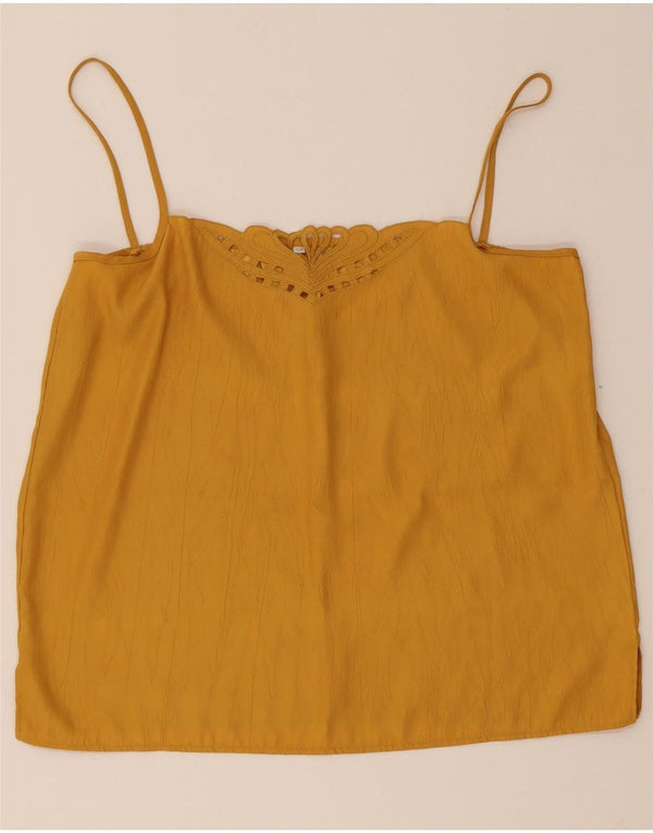 Vintage Femme Cami Top IT 42 Jaune Moyen