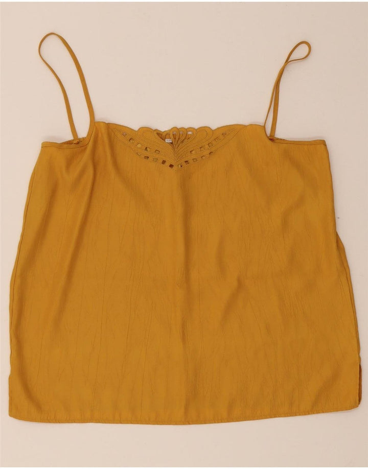 Vintage Femme Cami Top IT 42 Jaune Moyen