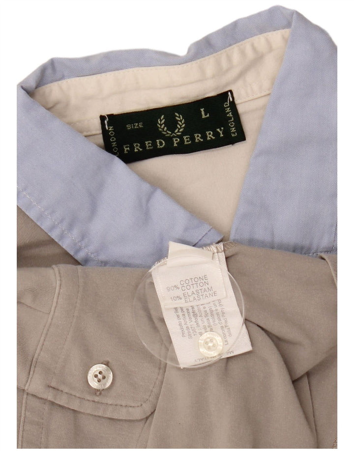 FRED PERRY Polo à manches longues pour homme en coton color block grand gris